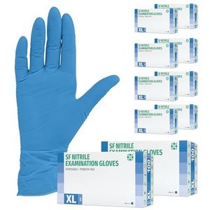 Nitrilhandschoenen 1000 stuks 10 doos (XL, blauw) Wegwerphandschoenen, wegwerphandschoenen, onderzoekshandschoenen, nitrilhandschoenen, poedervrij, zonder latex, niet-steriel, latexvrij, black, dispos