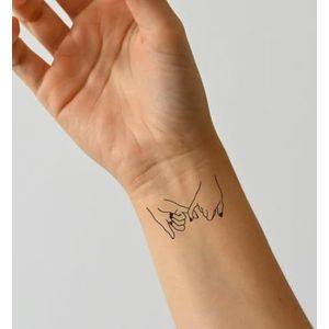 Handen tattoo – Temporalis® | Tijdelijke tatoeages voor vrouwen & mannen – Nep tattoo vegan & waterbestendig – EU-cosmetica – Blijft 1-2 weken [ Tatoeage Verstrengelde Vingers ]
