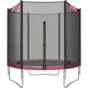 SONGMICS Trampoline Ø 183 cm, ronde tuintrampoline met veiligheidsnet, met gevoerde stangen, veiligheidsafdekking, veilig, outdoor, zwart en roze STR061P01