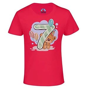 French Unicorn T-shirt voor kinderen, uniseks, 7 jaar, verjaardag, illustratie beer, tekening, Rood, 6 Jaar