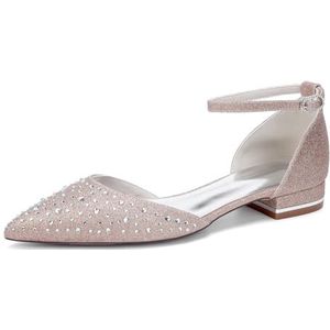 EICOFF Dames Lage Hak Sandalen Pumps Dames Puntige Teen Enkelbandje Strass Verstelbare Gesp Platte Schoenen Bruids Trouwjurk Werkschoenen,Champagne,36 EU