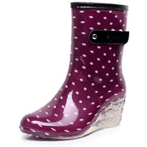 Dames PVC waterdichte platte regenlaarzen Dames regenlaarzen Waterdichte rubberen korte laarzen met ritssluiting (Color : Color 6, Size : 7)