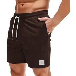 Corduroy Shorts Heren Shorts Zomer Vrijetijdsbroeken Met Zakken Corduroy Broek Korte Trekkoord Sweatshorts Baggy Joggingbroek Korte Stretch Heren Shorts S-XXL(Coffee,S)