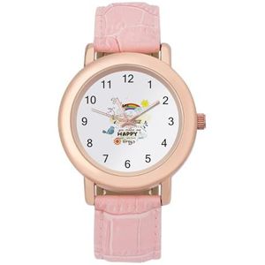 You Are My Sunshine Dames lederen band elegante dame polshorloges casual band drie-hand horloge