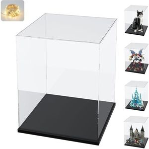 Transparante Acryl Vitrinekast voor Lego 21349 10297 43244 10278 Figuur Stofdichte Acryl Displaydoos voor Opslagspeelgoed Model Sculptuur Display Verzamelstukken, Zwart Interieur 30x30x40cm