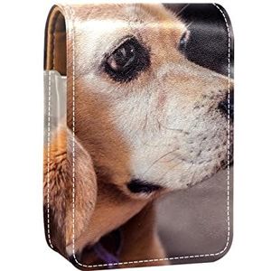 Gepersonaliseerde Lipstick Case Draagbare Make-up Tas Cosmetische Pouch Lippenstift Houder Make-up Organizer Little Beagle Hond Huisdier Leuke, Meerkleurig, 9.5x2x7 cm/3.7x0.8x2.7 in