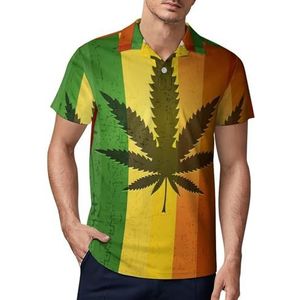 Vintage Rainbow Weed Heren Golf Polo Shirt Slim-fit T-shirts Korte Mouw Casual Print Tops M