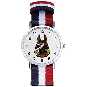 Goud Anubis Hoofd Automatisch Horloge Voor Mannen Vrouwen Mode Quartz Horloge Armband Polshorloge voor Thuiskantoor