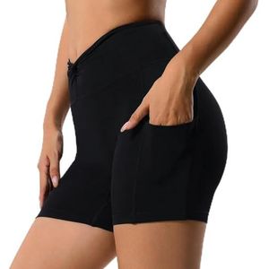 Zomer Yoga Shorts Hoge Taille Training Shorts Vrouwen Sexy Booty Tummy Control Gym Tight Push Up Leggings Ademend Running Shorts-black-M