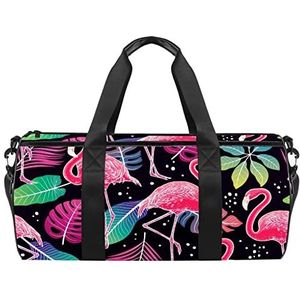 Schildpad Schildpad Boho Reizen Duffle Bag Sport Bagage met Rugzak Tote Gym Tas voor Mannen en Vrouwen, Tropische Flamingo, 45 x 23 x 23 cm / 17.7 x 9 x 9 inch