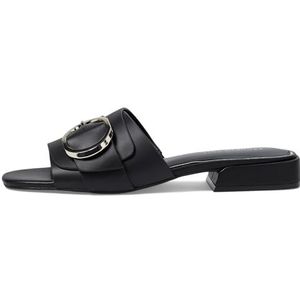 Kenneth Cole New York Ingrid platte sandaal voor dames, Zwart leder, 39.5 EU