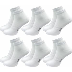 GAWILO Sportsokken zonder naad (6 paar), korte sokken voor dames en heren, dankzij de geribbelde schacht glijden ze niet weg en geen kreukels, wit, 35/38 EU