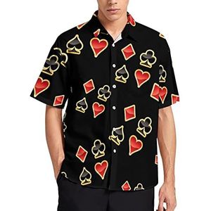 Gouden Poker Symbolen Hawaiiaanse Shirt Voor Mannen Zomer Strand Casual Korte Mouw Button Down Shirts met Zak