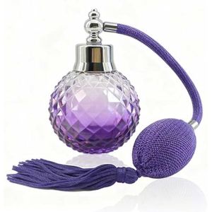 1 x 100 ml parfumsprayfles, hervulbare kristallen vintage verstuiverfles met kleurverloop en lange kwast, professionele accessoires voor continu nevelwater (paars)
