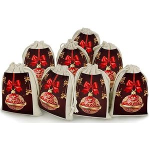 LPSADGF 8 stuks kerstbal gouden bel trekkoord geschenkzakken herbruikbare katoenen linnen opbergzakjes voor Kerstmis, bruiloften, feesten, gunsten 12,4 cm x 17 cm kleine jute zakken