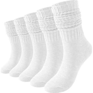 YIJIANUO 5Pairs Vrouwen En Mannen Stapel Sokken Voor Warmte Herfst En Winter Zwart Wit Grijs Effen Kleur Trendy Europese En Amerikaanse Lange, 5 paar wit, One size