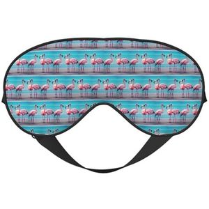 Flamingo Beach Printing All-Occasion Sleep Eye Mask met dubbelzijdige verstelbare riem, perfect voor diensten en reizen