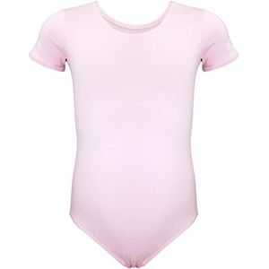 Aquarti Meisjes Balletpak met Korte Mouw, licht roze, 116