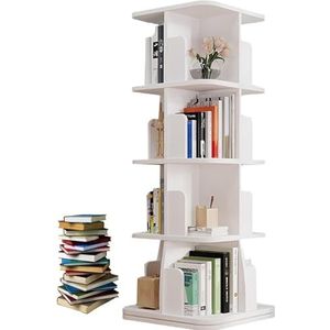 VXZLDOAF Roterende boekenplank, 360° draaiende hoek boekenkast toren, staande boekenplank organisator, houten hoek boekenplank voor kleine ruimte, eenvoudig te monteren,B,4Tier H 129.8cm/51.1