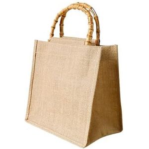 ZGXNYI 1Pc Katoen Linnen Retro Literaire Tote Bag Handgemaakte Kleine Rotan Tas Strand Tote Bag, Meerkleurig, Large