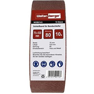Woltersberger® Schuurriemen van 10 stuks stof, Maat 75x533 mm, Korrelmaat P-100, Premium schuurbandschuurpapier