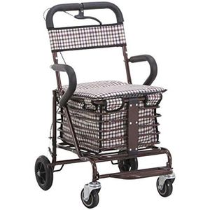 Lichtgewicht Vouwen Rollator Walker met 4 Wiel met Handrem/Winkelwagen Karretje/Ouderen Ouderdom het Lopen Seat Kleine Kar
