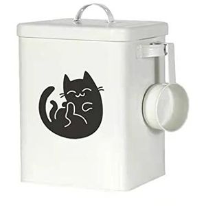 MSUIINT Kattenhondenvoer opbergcontainer met serveerschep,Kattentraktatie en voedselopslag blik met deksel,Draagbare hond kat vogelvoer bak houder voor thuis, reizen