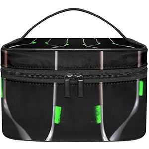 zwarte wijn fles make-up organizer tas, reizen make-up tas organizer case draagbare cosmetische tas voor vrouwen en meisjes toiletartikelen, Meerkleurig, 22.5x15x13.8cm/8.9x5.9x5.4in