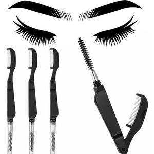 Abera Wenkbrauwborstel en kam wimperborstel wimperscheider oog wenkbrauwkam en spoolie borstel professionele mascara borstels wenkbrauw wimper verzorging borstel oog make-up gereedschap (D