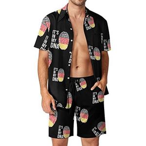 It's In My DNA Duitse vlag mannen Hawaiiaanse bijpassende set 2-delige outfits button down shirts en shorts voor strandvakantie
