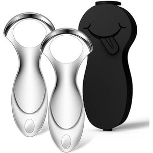 RONAVO Tongschraper voor volwassenen, metalen tongreiniger (2024) tongcoating verwijdering slechte adem verzorging, tongschraper met zwarte draagtas voor reizen en zakenreizen, draagbare opslag