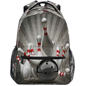 LUCKYEAH Vintage Sport Bowling Bal Rugzak School Boek Tas voor Tiener Jongen Meisje Kids Dagrugzak voor Reizen Camping Gym Wandelen