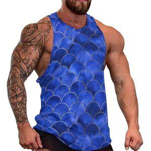 Luxe Visschaal Heren Tank Top Grafische Mouwloze Bodybuilding Tees Casual Strand T-Shirt Grappige Gym Spier
