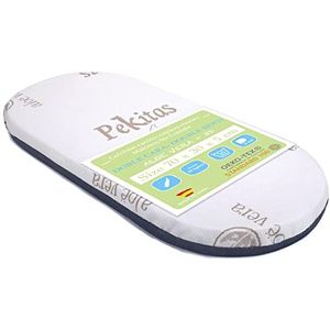 PEKITAS Universele matras, ovaal, 70 x 30 cm, babydraagtas, hoogte 5 cm, dubbelzijdig, ademend, wasbare overtrek