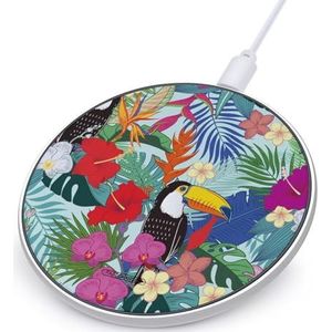 Tropische papegaai vogels met jungle bloemen draadloze oplader 10 W Max draadloos opladen pad compatibel met iPhone Galaxy Mate