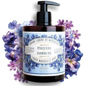Panier des Sens - Vloeibare zeep van Marseille bloemblaadjes van Iris – vloeibare handzeep – met olijfolie – 96% natuurlijke ingrediënten – handgemaakte zeep gemaakt in Frankrijk – 500 ml