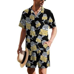Leuke Narwal Not A Unicorn Hawaiiaanse pak voor heren, set van 2 stuks, strandoutfit, shirt en korte broek, bijpassende set