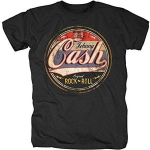 Johnny Cash - Origineel Rock'n'Roll Distressed T-shirt, zwart, M