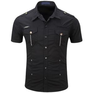Iris Sprite Herenhemd met korte mouwen, katoen, outdoor, vrijetijdshemd voor mannen, zwart, M