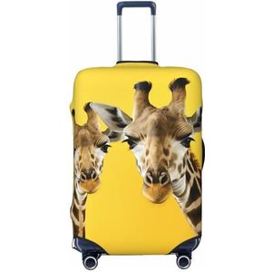 GFLFMXZW Reizen Bagage Cover Giraf op Gele Achtergrond Koffer Covers voor Bagage Mode Koffer Protector Past 18-32 inch Bagage, Zwart, Medium