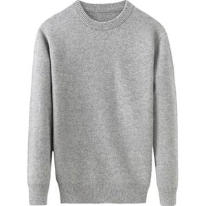 Heren 100% solide kasjmier V-hals Base Sweater voor zakelijke warmte pullover trui, Ronde Hals Licht Gra, XS