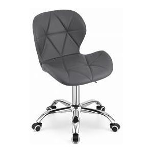 VBChome Bureaustoel, wit-grijs, draaiend met hoog geregeld, computerstoel, werkstoel, kinderkamerstoel, eenvoudige montage, stoel van eco-leer, wit-grijs
