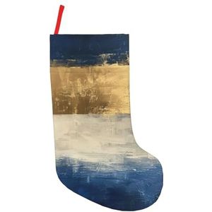 Goud Blauw Wit Print Kerst Kousen,Vakantie Party Decoraties