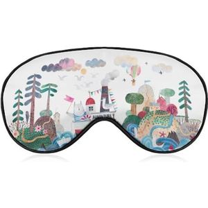 Adventure Brave Wolf, schattige zeilen langs golven slaapmasker met verstelbare riem, comfortabel zacht oogmasker, slaaphulp, lichtblokkerende oogmaskers