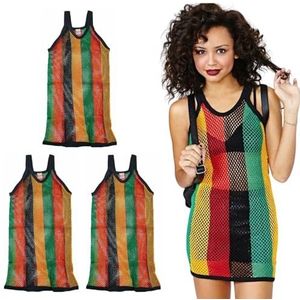 Clossy London Rasta String Vest Top voor vrouwen | Reggae Mesh Visnet Mini Shirt Womens Sport Tank Top Jamaicaanse Marina Sportkleding, Rasta, M
