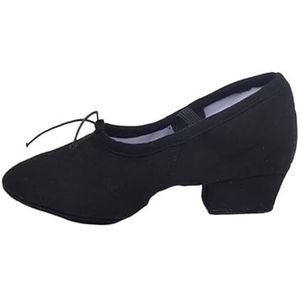 Balletschoenen kwaliteit dansschoenen voor vrouwen middenhak leer meisjes vrouwen ballet dansschoenen buik yoga dansschoenen leraren schoenen ballet slippers voor vrouwen volwassenen (kleur: canvas