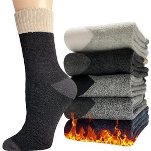 Hocerlu Warme wollen herensokken, 5 paar thermische wintersokken voor heren, badstof en dik, cadeau voor heren, maat 39-45, Veelkleurig (5 paar), 39-45 EU