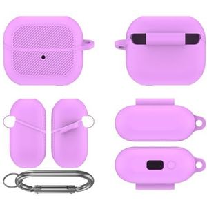 Siliconen hoesje voor 2024 Galaxy Buds 3 Pro draadloze oordopjes accessoires, zachte beschermhoes (paars)