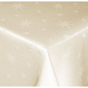Lurex Kersttafelkleed, 180 cm, rond, crème, kersttafelkleden, strijkvrij, kreukvrij, tafelkleden, advent, kerstdecoratie, tafeldecoratie, herfst