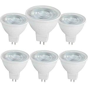 Nuoxin 6 stuks GU5.3 LED 5 W MR16 lamp koud wit 6000 K AC/DC 12 V 500 lm stralingshoek 40 graden, GU5.3 50 W halogeenlampen vervanging niet dimbaar